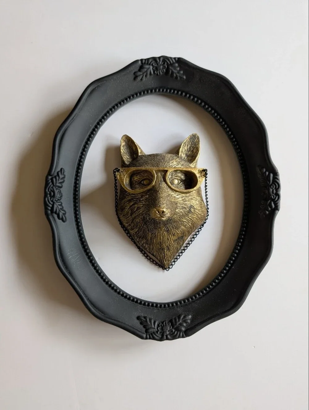Gold 3D Fox Head Wall Accent with Glasses And Frame